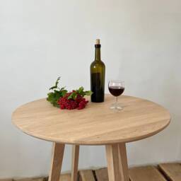 Round Solid Wood White Oak Dining Table Reclaimed Room Large Mid Century Modern Rustic Scandinavian Circule - thumbnail 4