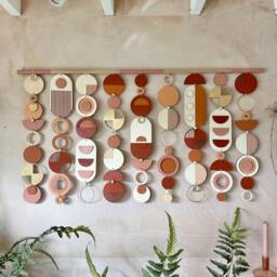 Handmade Modern Wall Art - Large Mid-Century Geometric Hanging - thumbnail 4