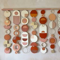 Handmade Modern Wall Art - Large Mid-Century Geometric Hanging - thumbnail 3