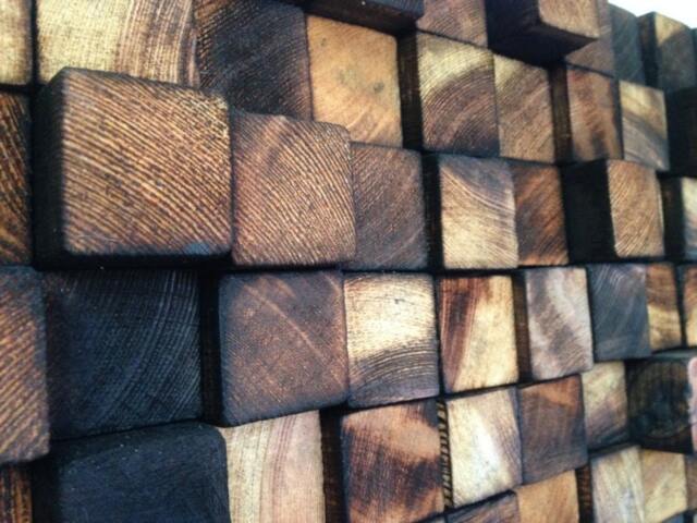 Rustic Reclaimed Pine Wood Wall Art - Handmade Mosaic - image 1