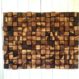 Rustic Reclaimed Pine Wood Wall Art - Handmade Mosaic - thumbnail 3