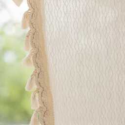 Yunlo Linen Blend Sheer Curtain With Tassel Trim, Light Filerting Curtain, For Livingroom & Bedroom, Custom Panel, 1Pc - thumbnail 2