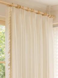 Yunlo Linen Blend Sheer Curtain With Tassel Trim, Light Filerting Curtain, For Livingroom & Bedroom, Custom Panel, 1Pc - thumbnail 1
