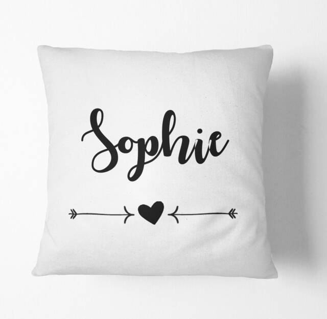 Personalised Name Heart Cushion Cover Case & Insert Girls Bedroom Accessories Gift For Her