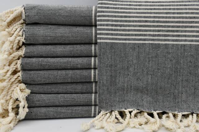 "Black Towel, Peshtemal, Spa Towel, Towel, Hammam Towel, 40""x67" - image 1
