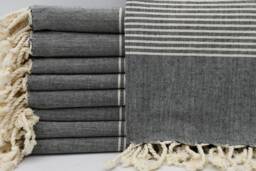 "Black Towel, Peshtemal, Spa Towel, Towel, Hammam Towel, 40""x67"