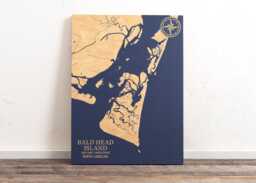 Bald Head Island, North Carolina Map - Engraved Wood Coastal Chart Wall Art Sign, Beach Home Decor Nautical Print, Unique Personalized Gift - thumbnail 1