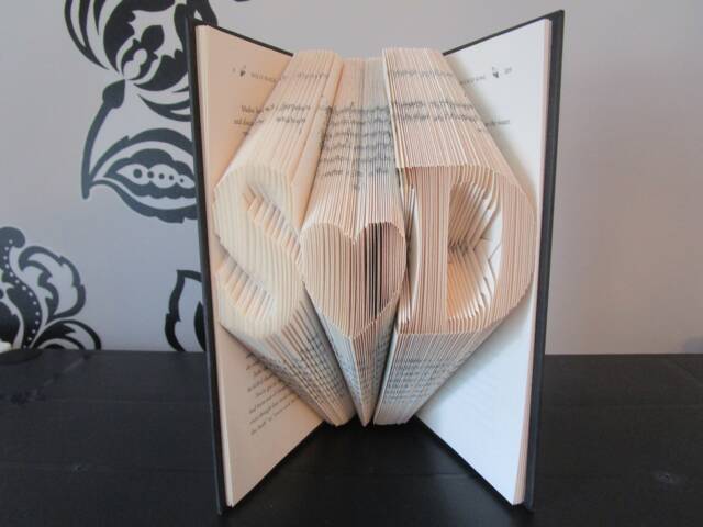 Custom Personalized Letter Heart Folded Book Art, Custom Gift, Valentine's Day Wedding Book Sculpture - image 1
