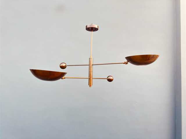 2 Pendant Light - Antique Brass Sputnik Chandelier Mid Century Modern Ceiling Custom Kitchen Fixture - image 1