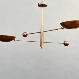 2 Pendant Light - Antique Brass Sputnik Chandelier Mid Century Modern Ceiling Custom Kitchen Fixture - thumbnail 2