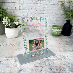 Thank You Bridesmaid Gift Wedding Photo Flower Frame Personalised Acrylic Plaque - Gift, Custom - thumbnail 3