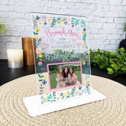 Thank You Bridesmaid Gift Wedding Photo Flower Frame Personalised Acrylic Plaque - Gift, Custom - thumbnail 2
