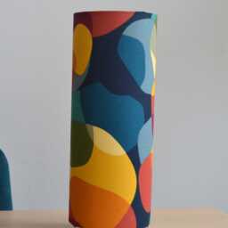 Retro Sixties Multicolored Cotton Fabric Tube Table Lamp - thumbnail 2