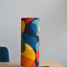 Retro Sixties Multicolored Cotton Fabric Tube Table Lamp - thumbnail 3