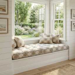 French Cushion Indoor, Tufted Bench Cushion, Window Seat Reading Nook Comfy Floor - thumbnail 2