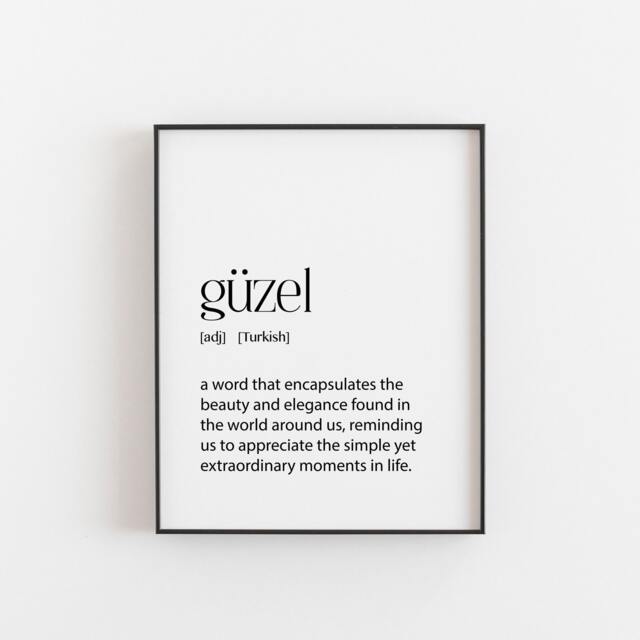 G??zel, Turkish Art, Words, Dictionary Prints, Words in English Language, Wall Art Turkey, Key Phrases, A2 - image 1