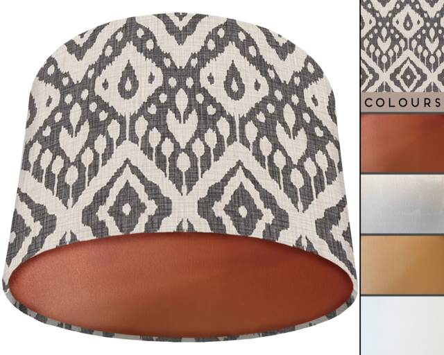 Handmade Grey Geometric Lampshade Bohemian Moroccan Light - image 1