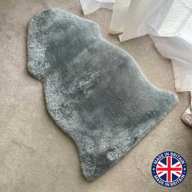 Grey Sheepskin Rug British Moorland Shorn Lambland Pelt - image 1