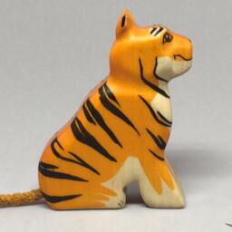 Toy Tiger Baby Woodencolurful Orange Black Stripes Sitting Size 6, 0 X 7, 5 2, 0 cm - Bxhxs Approx. 30, 0Gr - thumbnail 2