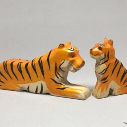 Toy Tiger Baby Woodencolurful Orange Black Stripes Sitting Size 6, 0 X 7, 5 2, 0 cm - Bxhxs Approx. 30, 0Gr - thumbnail 3
