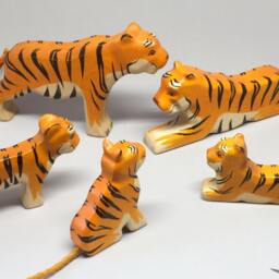 Toy Tiger Baby Woodencolurful Orange Black Stripes Sitting Size 6, 0 X 7, 5 2, 0 cm - Bxhxs Approx. 30, 0Gr - thumbnail 4