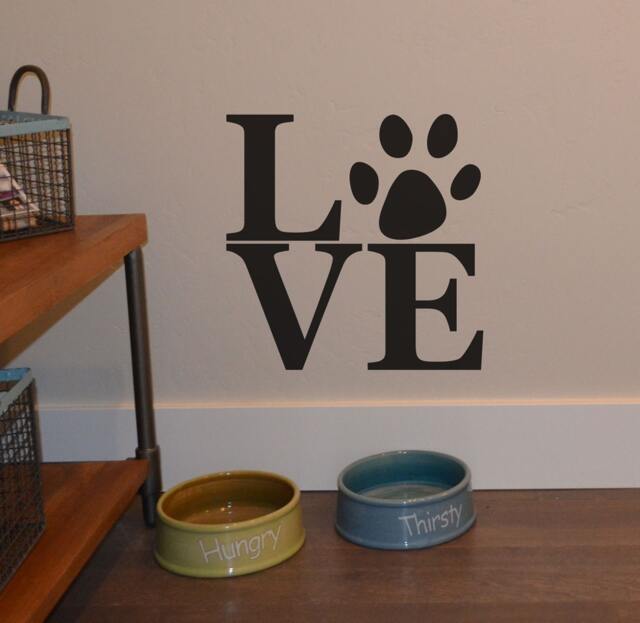 Love Dog Paw Print Vinyl Wall Decal Home Decor - image 1