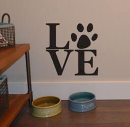 Love Dog Paw Print Vinyl Wall Decal Home Decor - thumbnail 1