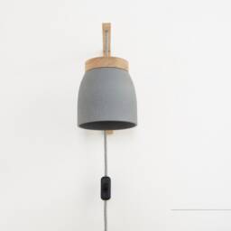 No. 11 L - Ceramic Wall Lamp Grey Height Adjustable Textile Cable Oak Wood E27 Bedside Table Frida - thumbnail 4