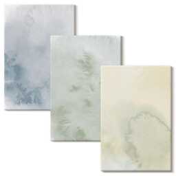 3 Piece Canvas Set - Pastel Watercolor Paints On Texture, Green Print Canvas, Natural Textures Wall Decor - thumbnail 2