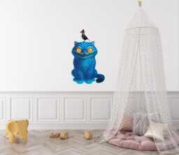 Kpop Cat & Bird - 485mm - Wall Sticker Set - thumbnail 1