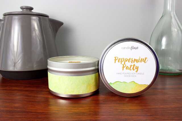 Peppermint Patty Soy Candle in 8Oz Tin, Scented Candle, Wood Wick Peppermint Winter Tin - image 1
