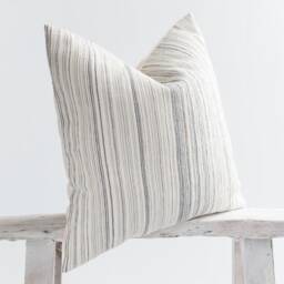 Wrinkled Cotton Striped Pillow Cover, Farmhouse Coastal Style - thumbnail 3