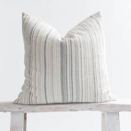 Wrinkled Cotton Striped Pillow Cover, Farmhouse Coastal Style - thumbnail 1