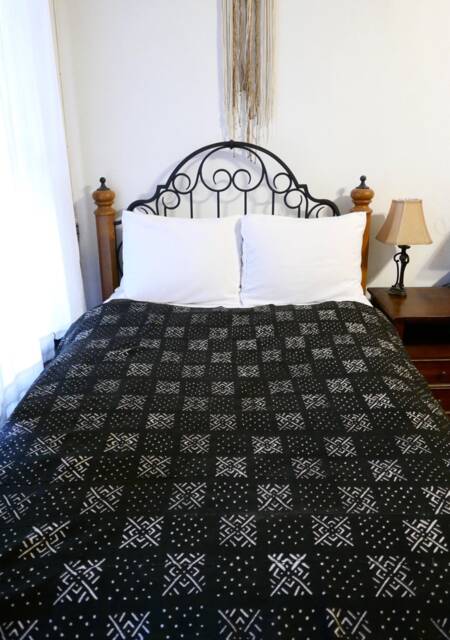 Extra Large Black Mudcloth Throw Blanket Handwoven African Textile - image 1