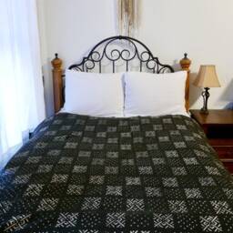 Extra Large Black Mudcloth Throw Blanket Handwoven African Textile - thumbnail 2