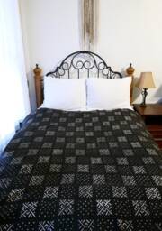Extra Large Black Mudcloth Throw Blanket Handwoven African Textile - thumbnail 1