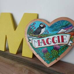 Custom Hand-Painted Baby Name Sign Wooden Heart Nursery Decor - thumbnail 2