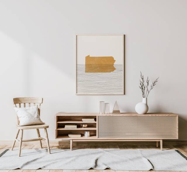 Boho Pennsylvania Wall Art - Mid Century Art, Minimalist Print, Gift Idea Decor - image 1
