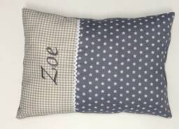"Personalized Baby Girl/Boy Pillow ""stars Grey Taupe"
