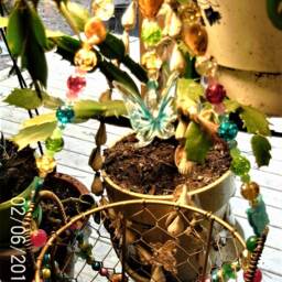 Beaded Butterfly Hanging Basket, Sun Catcher, Adjustable Length - thumbnail 4