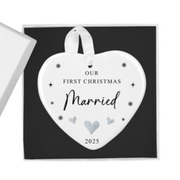 First Christmas Married Bauble, 2026, 1st Xmas Mr & Mrs Ornament Keepsake, Couples Tree Decoration Gift, Newlywed Gift - thumbnail 2