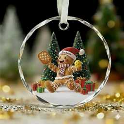 Custom Name Pickleball Gingerbread Christmas Ornament, Glass Gifts For Lovers, Ornament