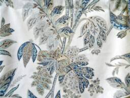 Kravet Ishana Indigo By Echo Blue & Gray Window Valance Lined Corded Scalloped Rod Pocket Linen Made To Order - thumbnail 3