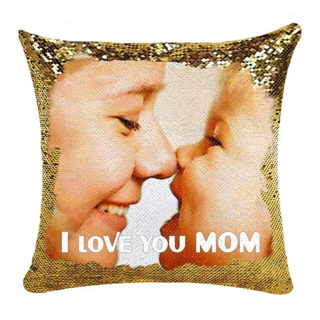 Custom Sequin Magic Pillow Case For Mother, Personalized Photo Cushion Cover, Mother Birthday Gift - image 1