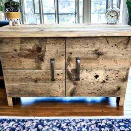 Coffee Table With Doors/Lounge Tv Stand Tv Unit - Industrial , Vintage Style Using Reclaimed Scaffold Boards - The Warsaw - thumbnail 4