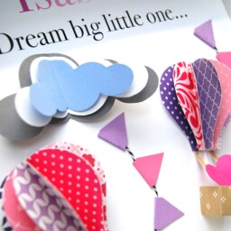 Personalized Baby Name Gift, New Sign, Girl Shower Modern Nursery Decor, Boho Hot Air Balloon Print - thumbnail 3