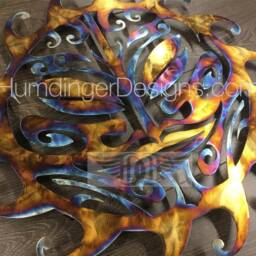 Metal Wall Art Sun Face in Stainless Steel - thumbnail 2