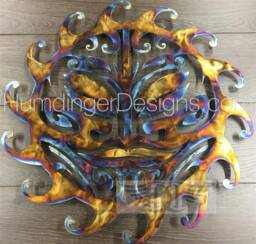 Metal Wall Art Sun Face in Stainless Steel - thumbnail 1