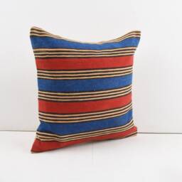 Vintage Turkish Kilim Pillow Cover Handwoven Wool Throw - 16x16 - thumbnail 2