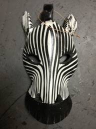 African Zebra Wooden Mask - thumbnail 1